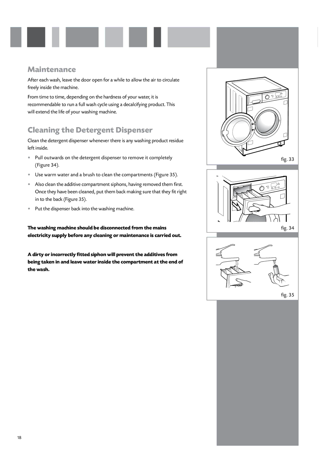 CDA CI931 manual Maintenance, Cleaning the Detergent Dispenser 