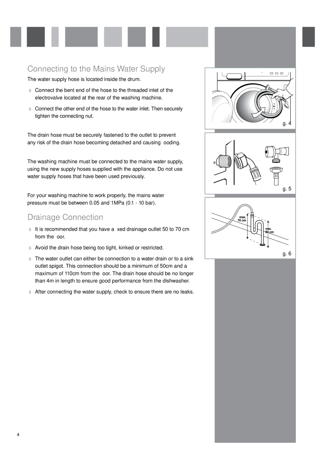 CDA CI931 manual Connecting to the Mains Water Supply, Drainage Connection 