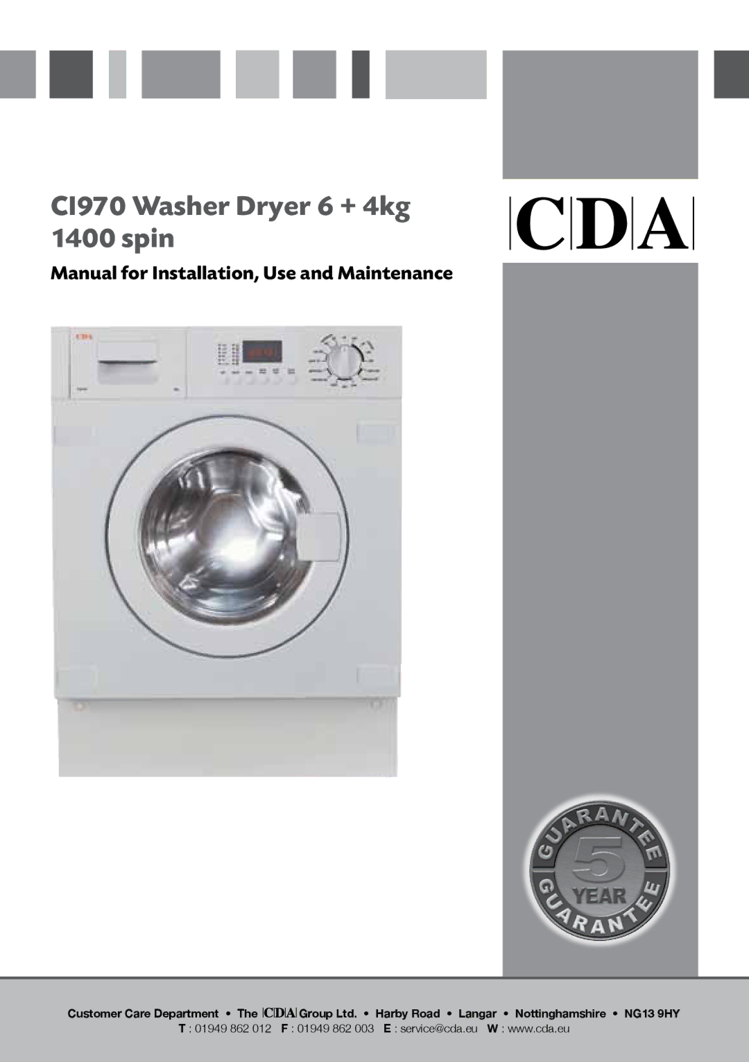 CDA manual CI970 Washer Dryer 6 + 4kg 1400 spin 