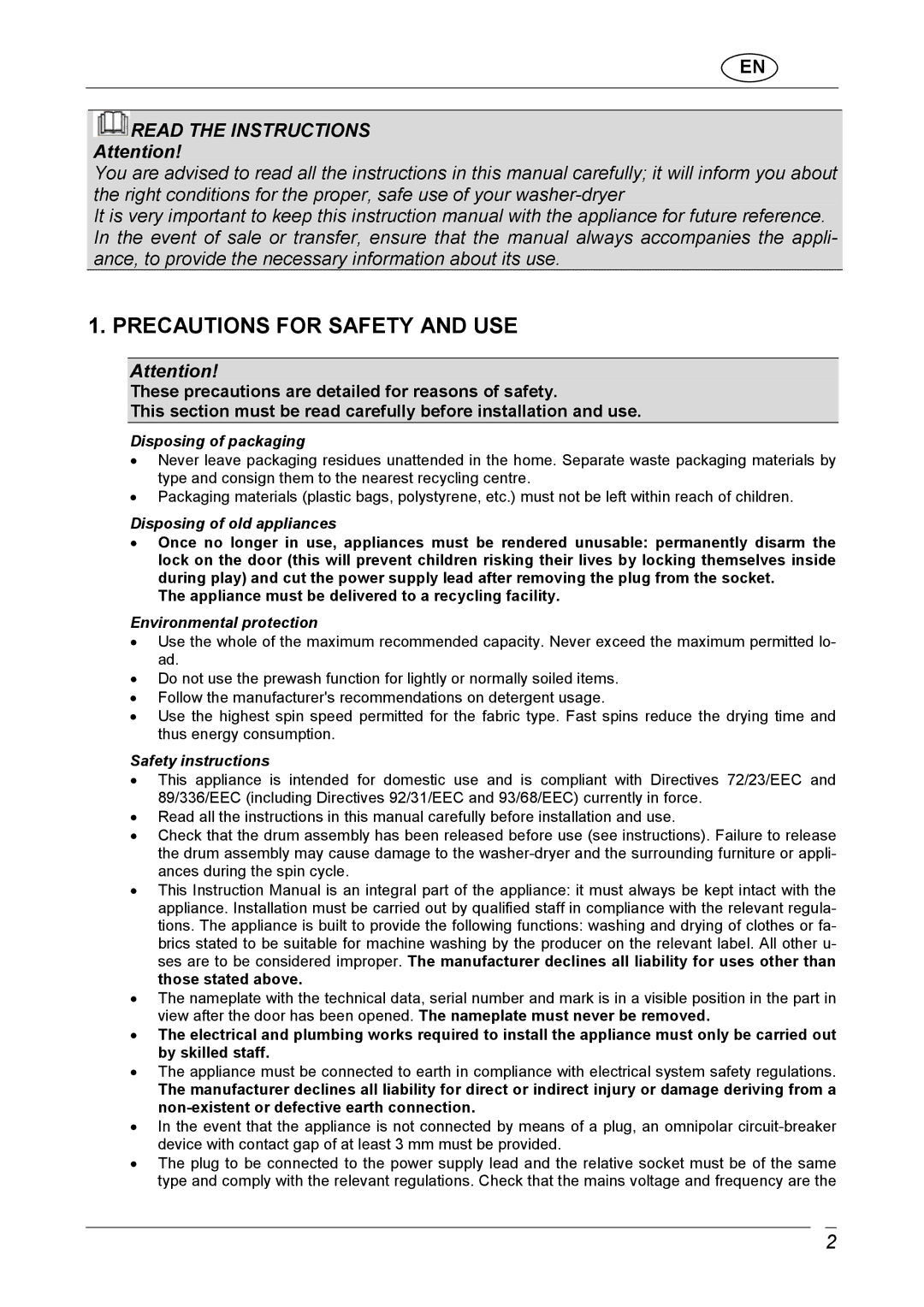 CDA CI970 manual Precautions for Safety and USE, Read the Instructions 