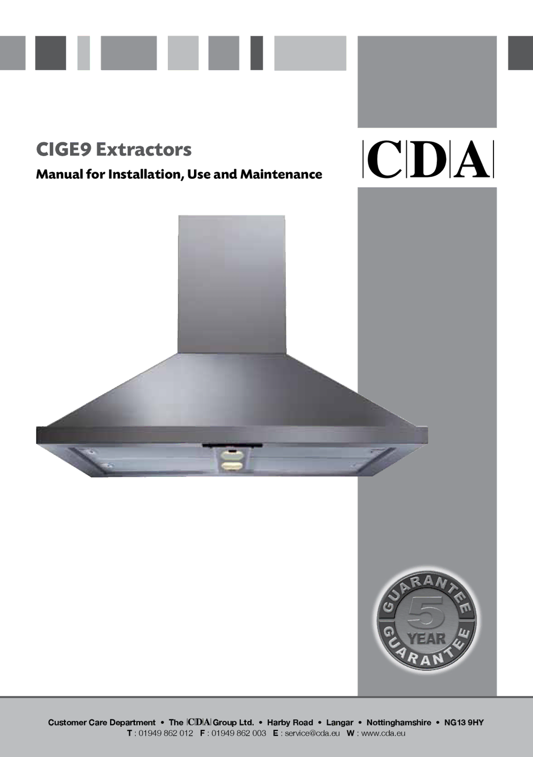 CDA manual CIGE9 Extractors, Customer Care Department 