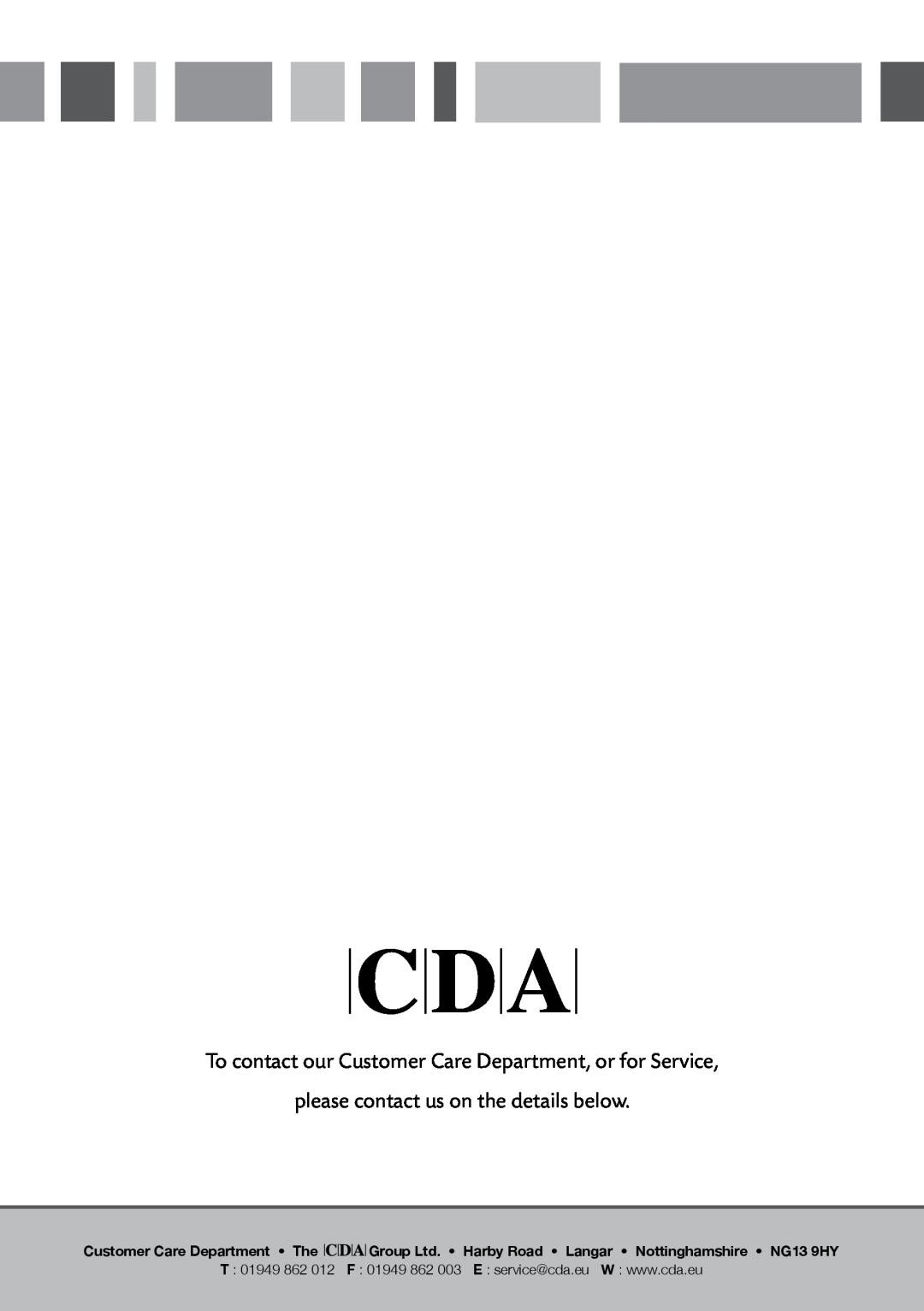 CDA CIGE9 manual please contact us on the details below 
