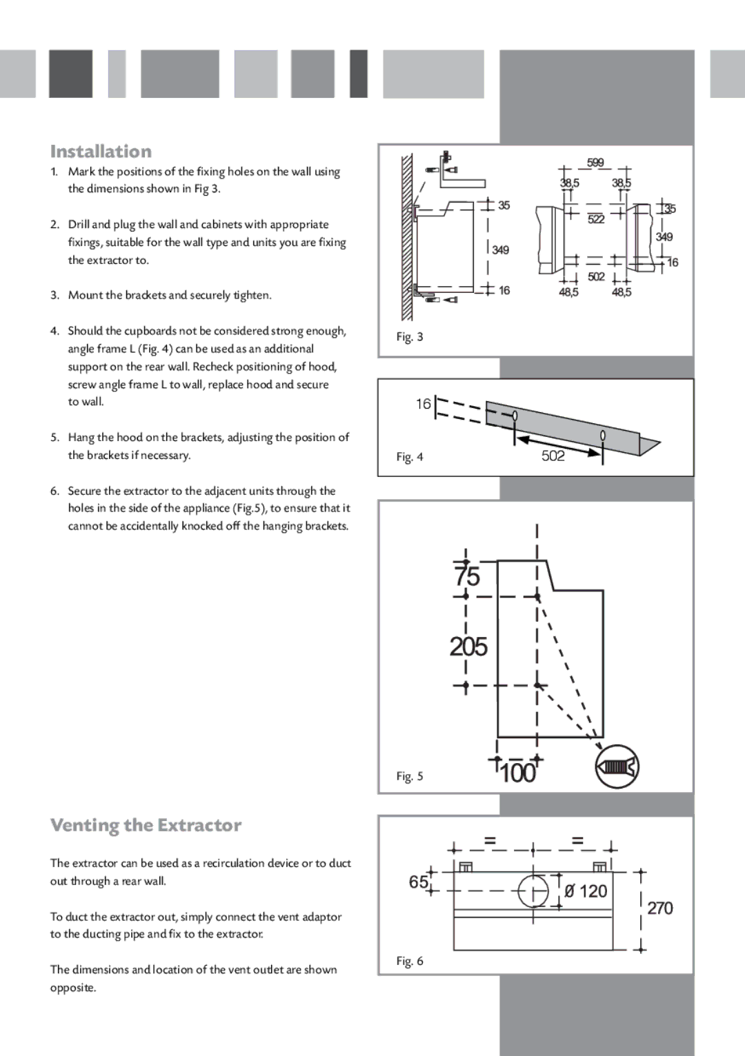 CDA CIN6 manual Installation, Venting the Extractor 