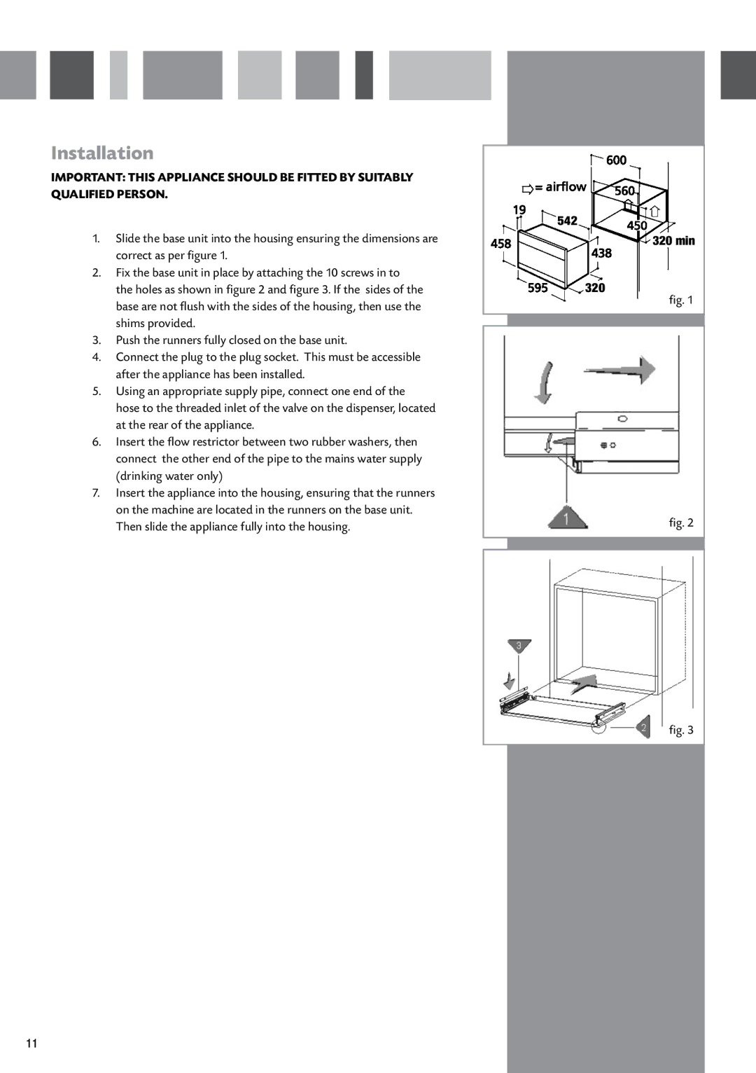 CDA CVC10SS manual Installation, 542 320 min 