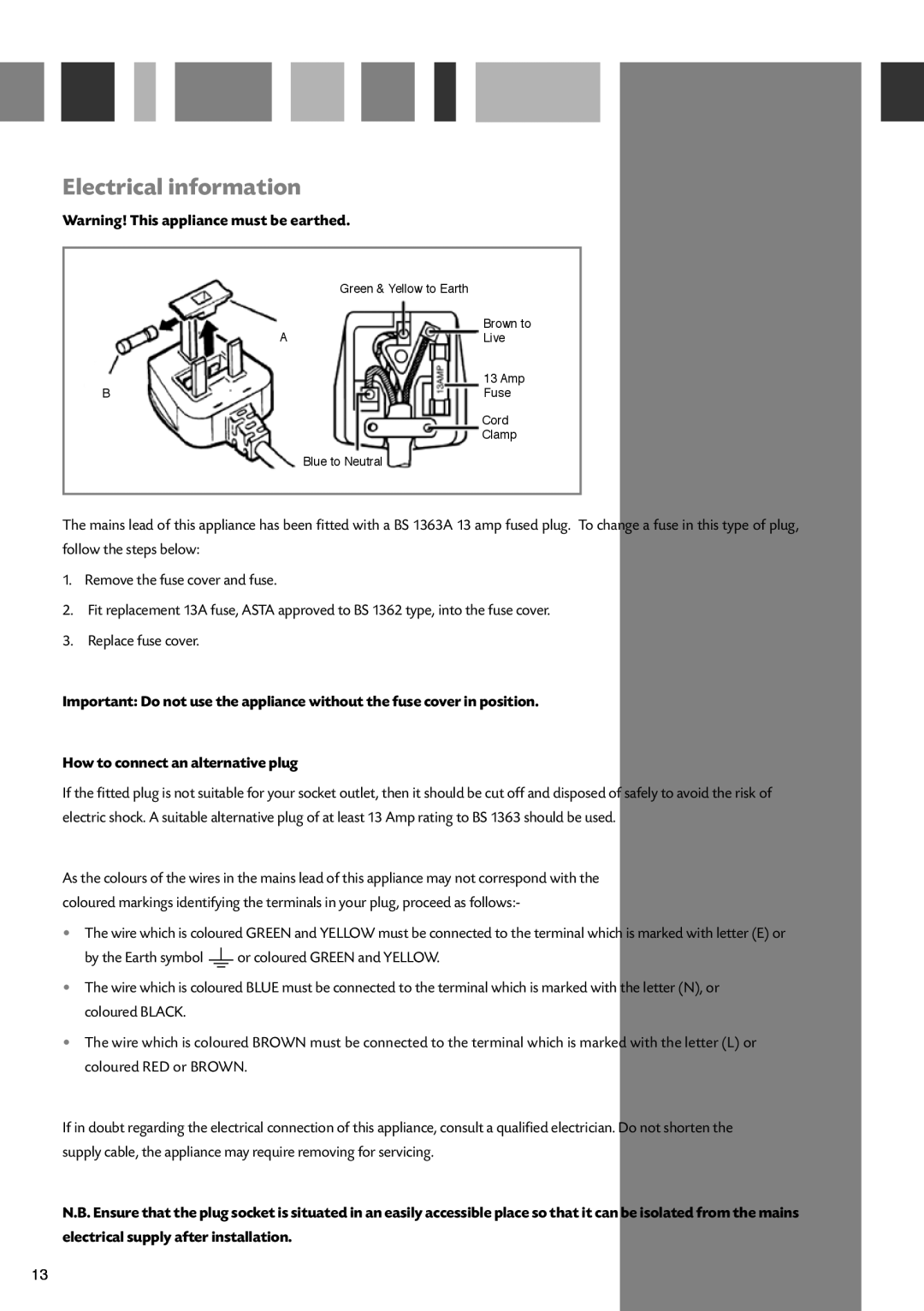 CDA CVC4SS manual Electrical information 