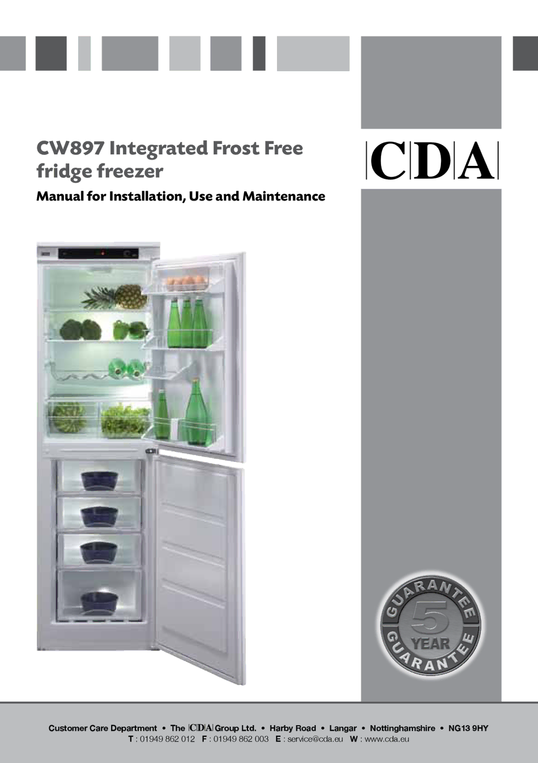 CDA manual CW897 Integrated Frost Free fridge freezer 