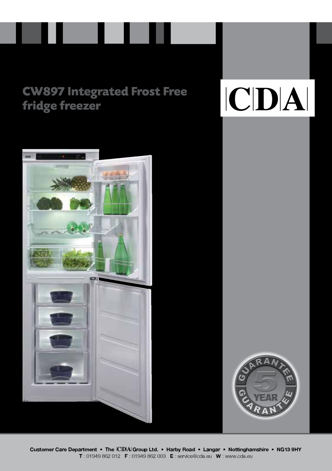 CDA manual CW897 Integrated Frost Free fridge freezer, Manual for Installation, Use and Maintenance, T 01949 