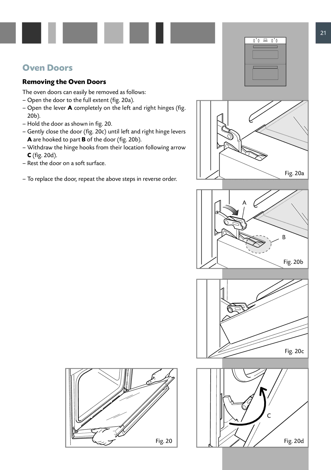 CDA DC730 manual Removing the Oven Doors 