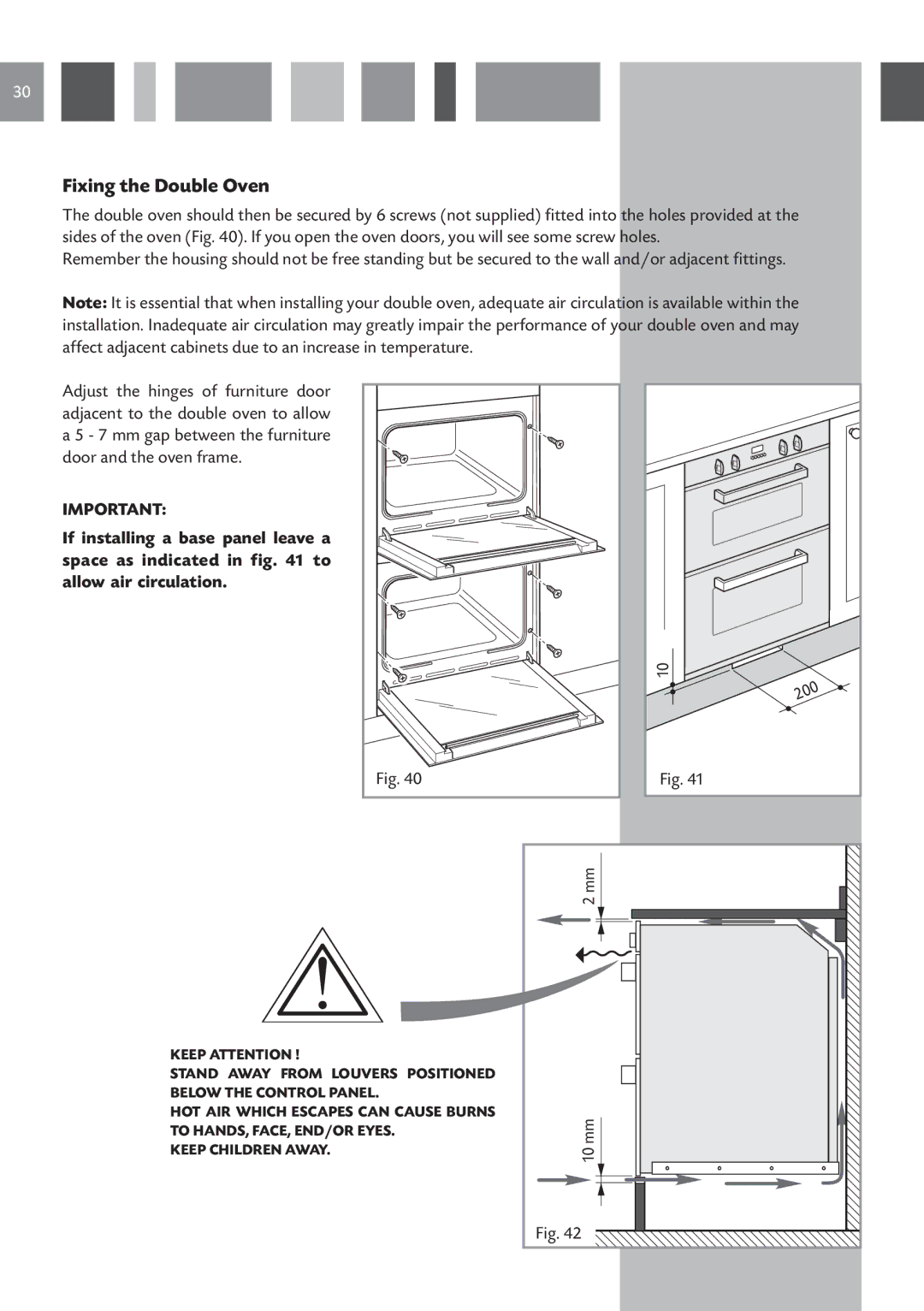 CDA DC730 manual Fixing the Double Oven 