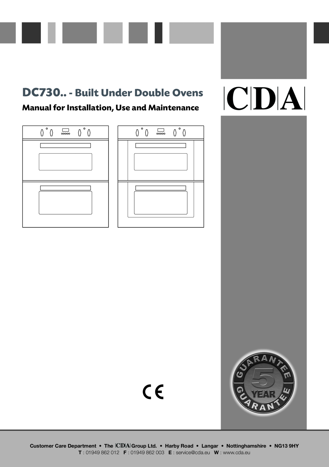 CDA manual DC730.. - Built Under Double Ovens, Manual for Installation, Use and Maintenance, T 01949 862 