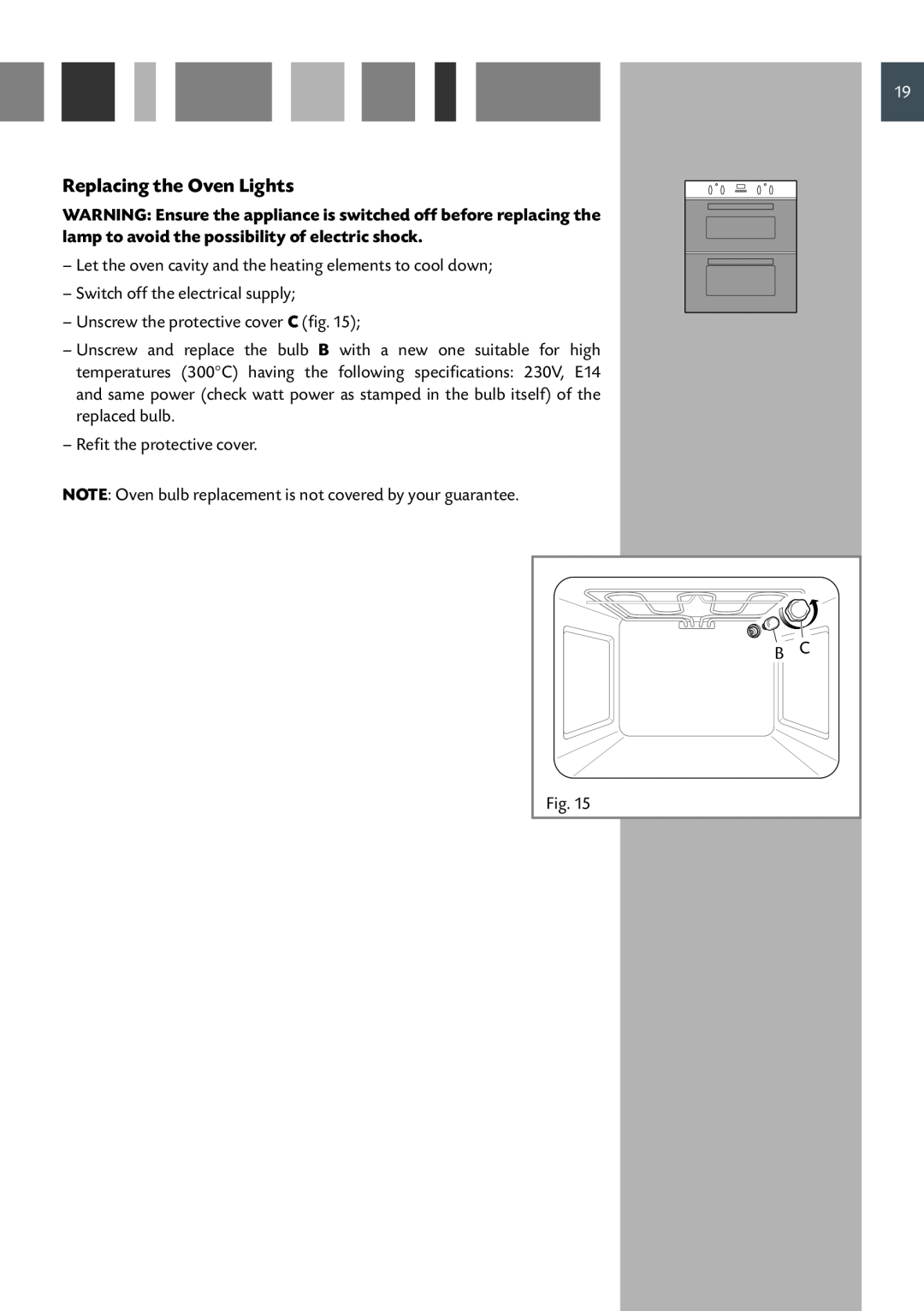 CDA DC730 manual Replacing the Oven Lights 