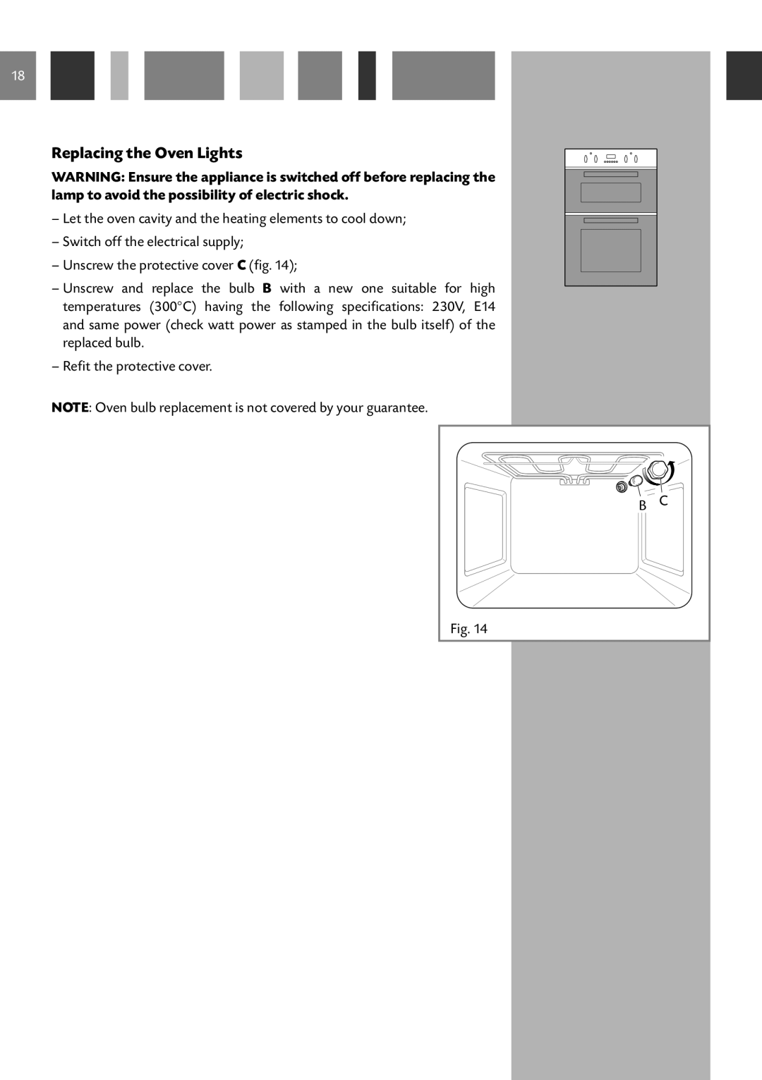 CDA DC930 manual Replacing the Oven Lights 