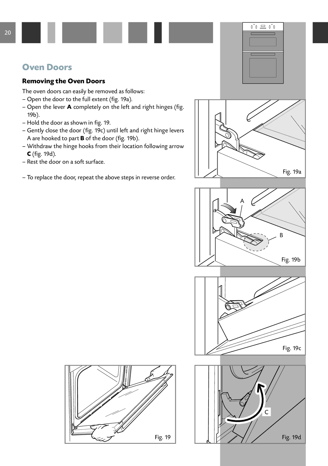 CDA DC930 manual Removing the Oven Doors 