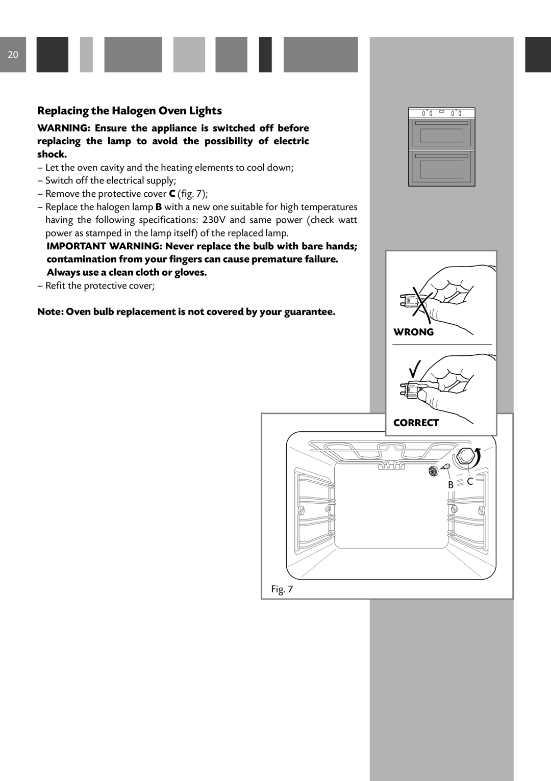 CDA DV 710 manual Replacing the Halogen Oven Lights 