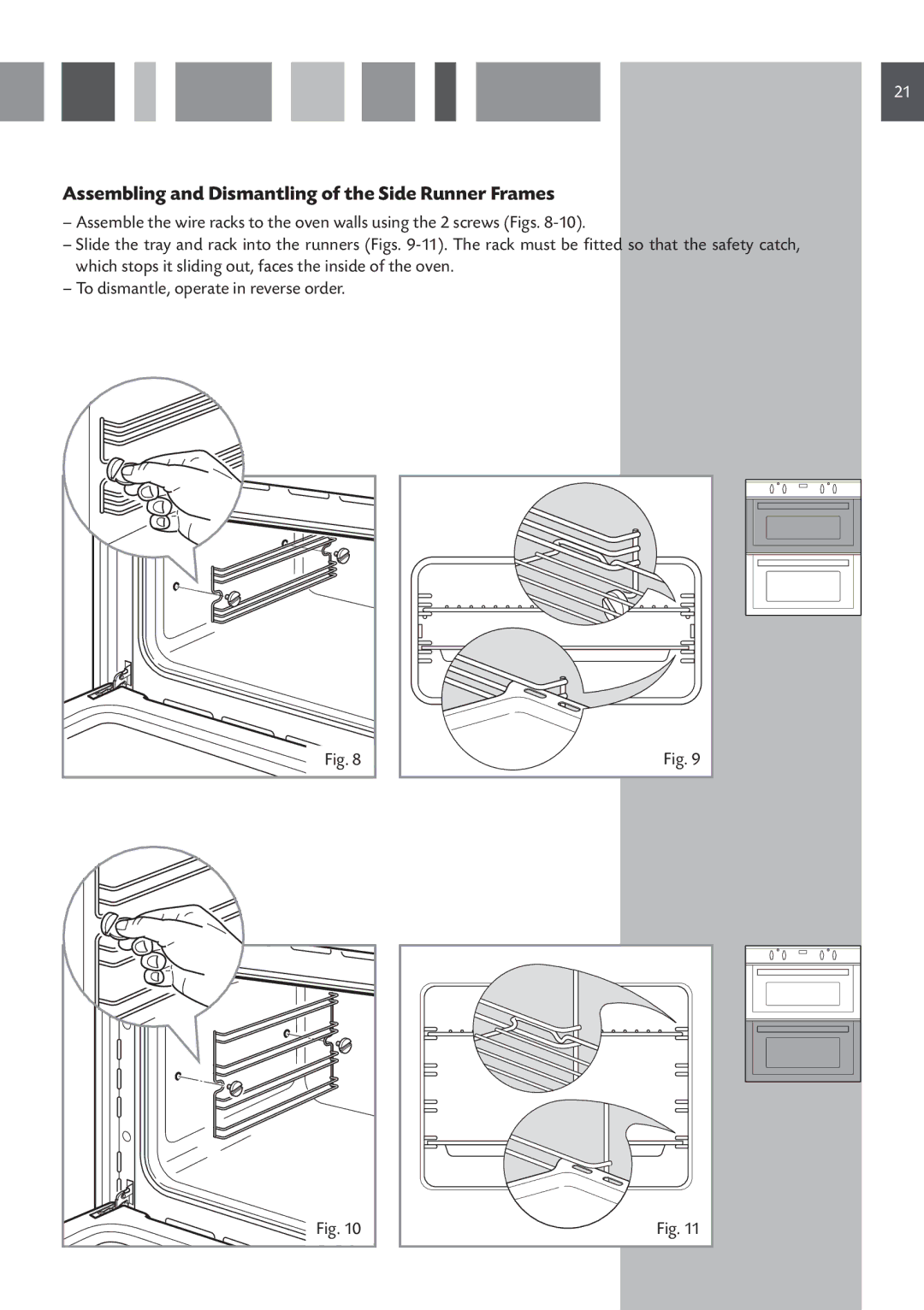 CDA DV 710 manual Assembling and Dismantling of the Side Runner Frames 