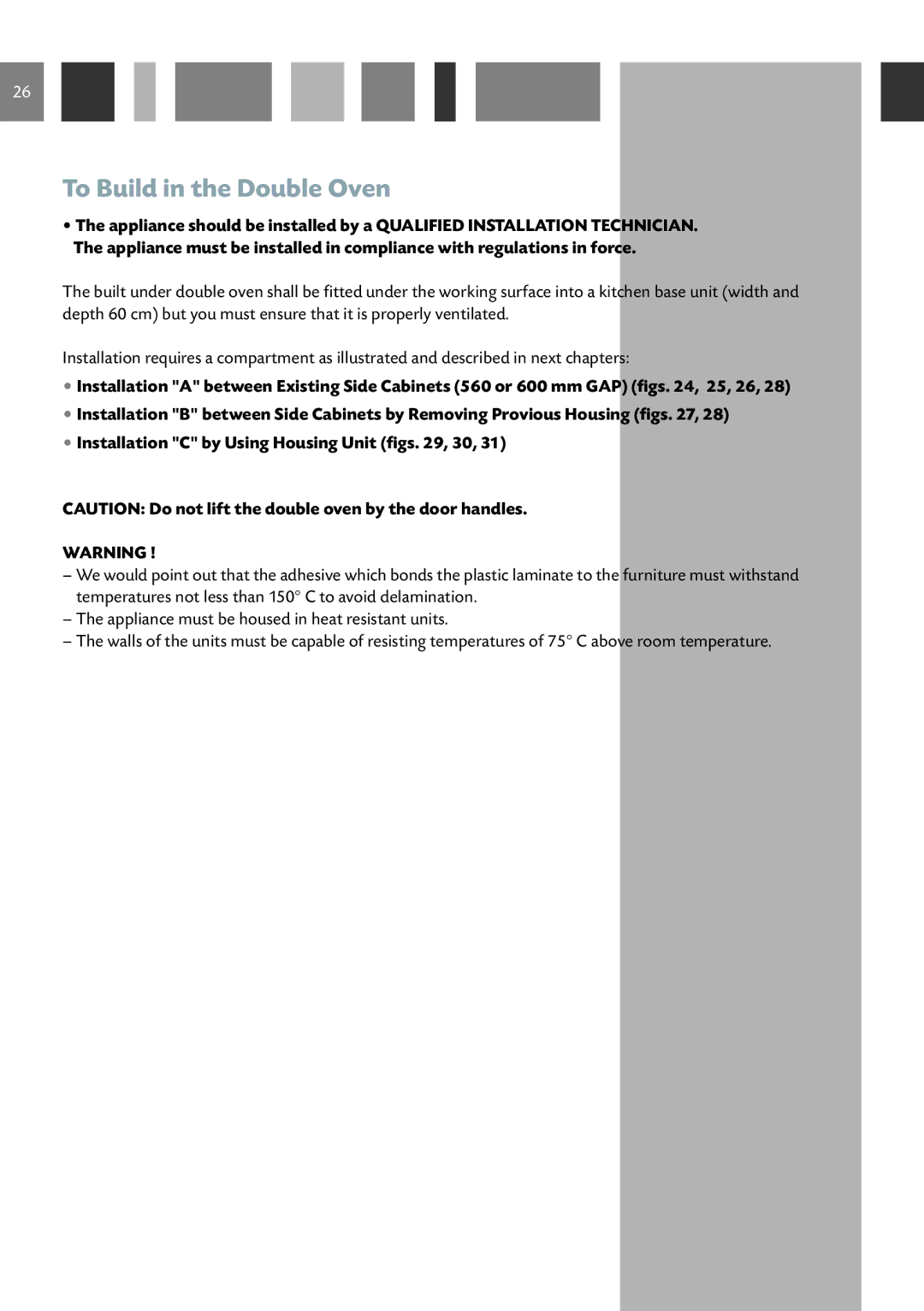 CDA DV 710 manual To Build in the Double Oven 