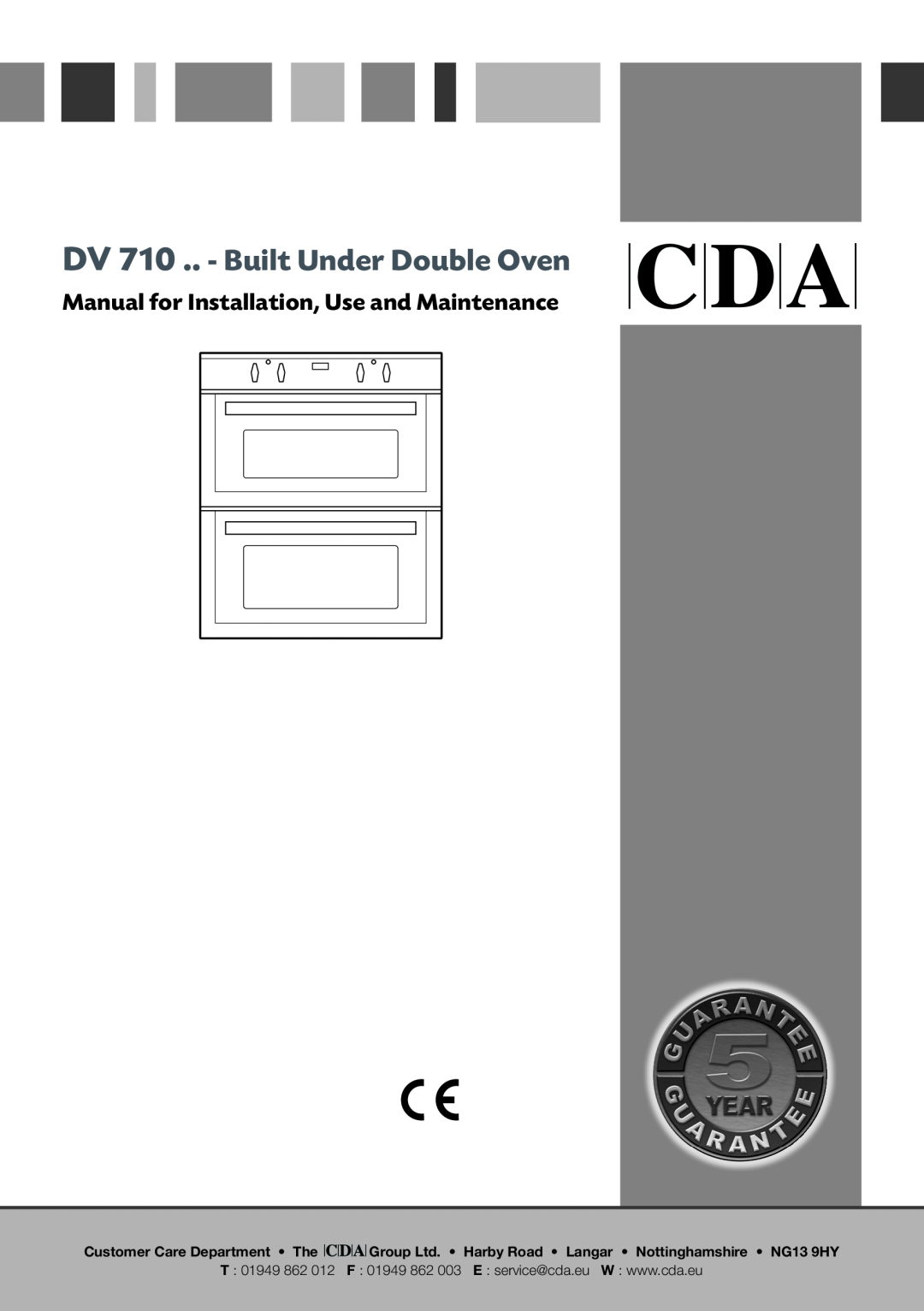 CDA manual DV 710 .. - Built Under Double Oven, Manual for Installation, Use and Maintenance, T 01949 862 