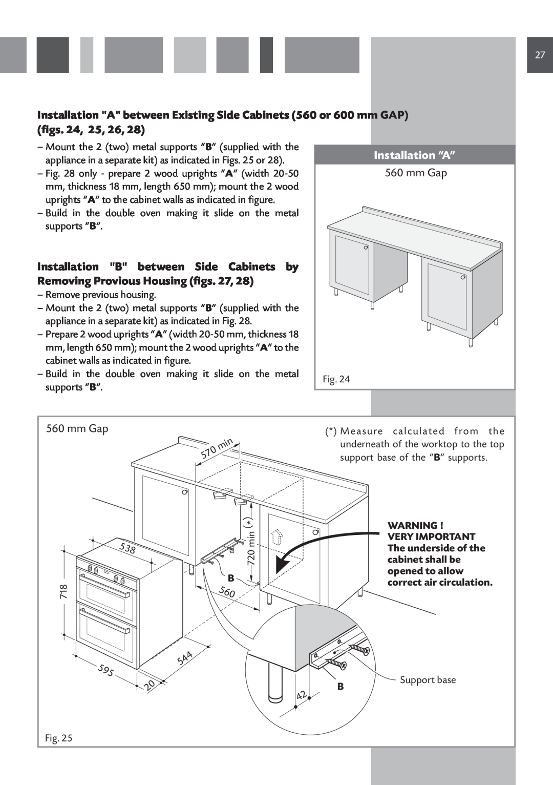 CDA DV 710 manual Installation “A”, mm Gap 