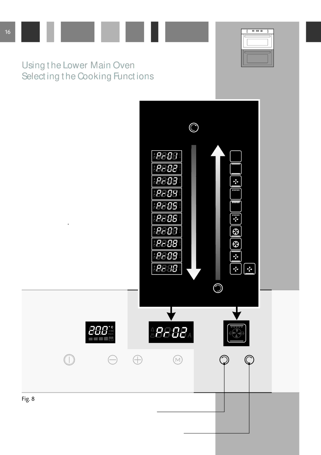 CDA DV 770 manual Using the Lower Main Oven Selecting the Cooking Functions, Oven Cooking Function 