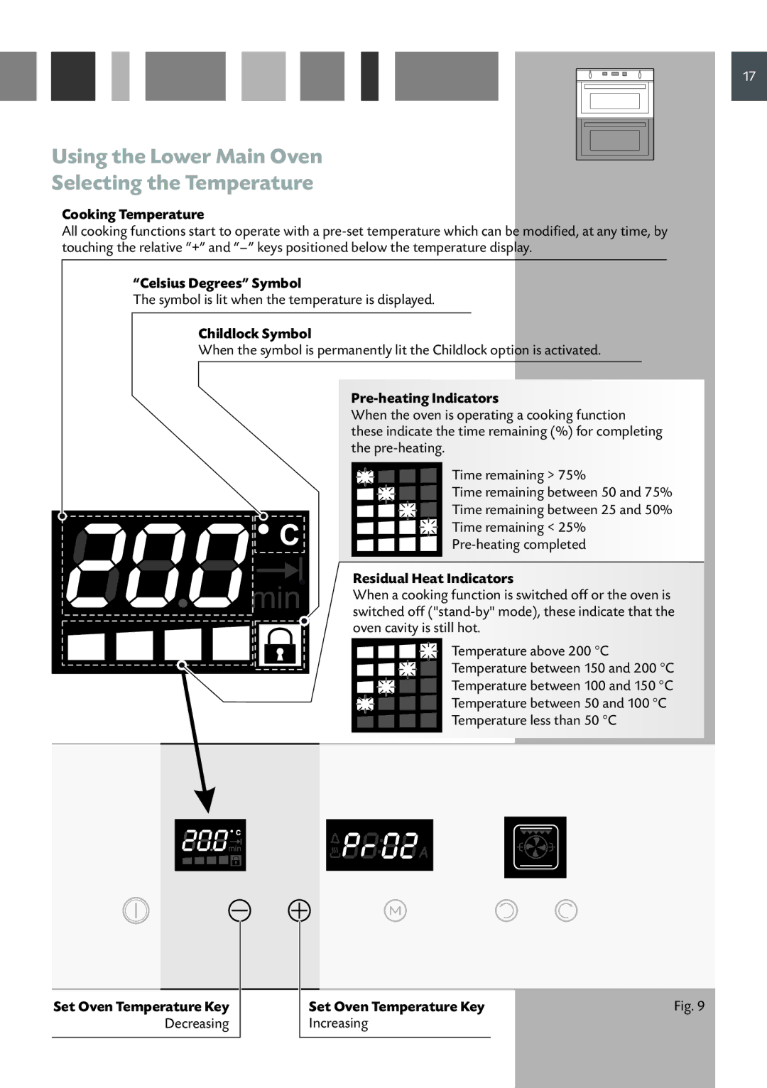 CDA DV 770 manual Using the Lower Main Oven Selecting the Temperature 