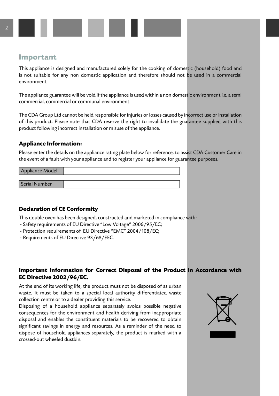 CDA DV 770 manual Appliance Information, Declaration of CE Conformity 