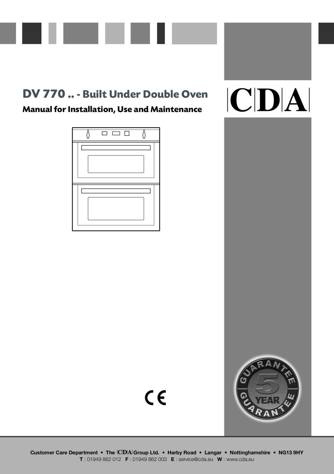 CDA manual DV 770 .. - Built Under Double Oven, Manual for Installation, Use and Maintenance, T 01949 