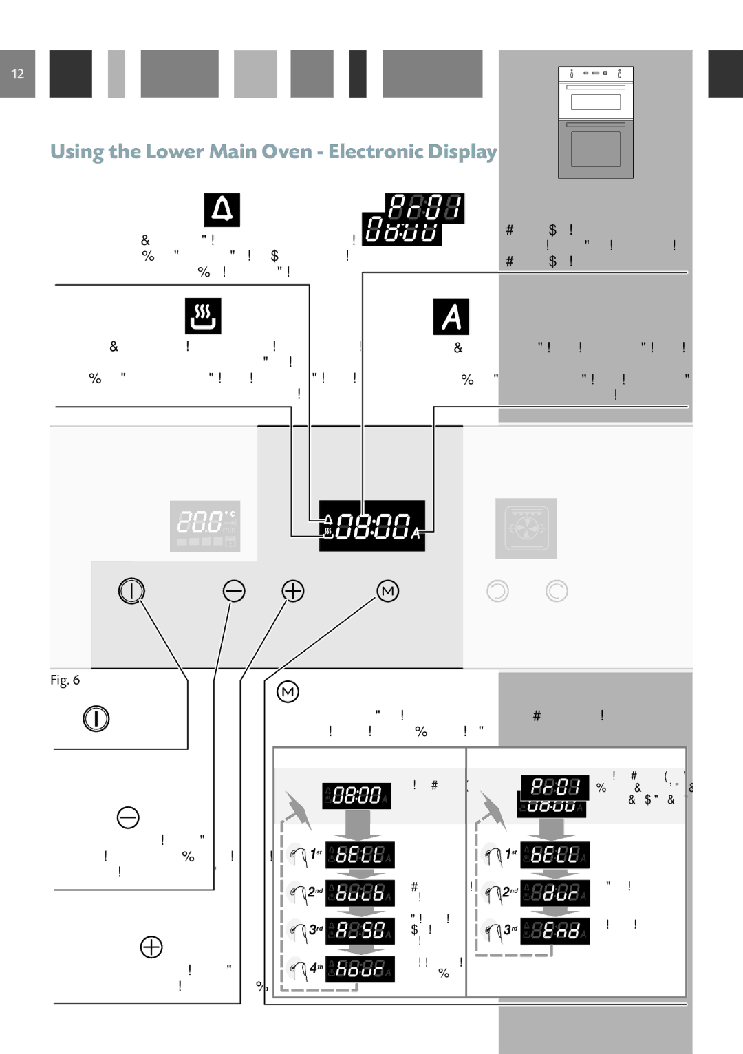 CDA DV 990, 9Q6, 9Z6 manual Using the Lower Main Oven Electronic Display, Each time the key is touched 