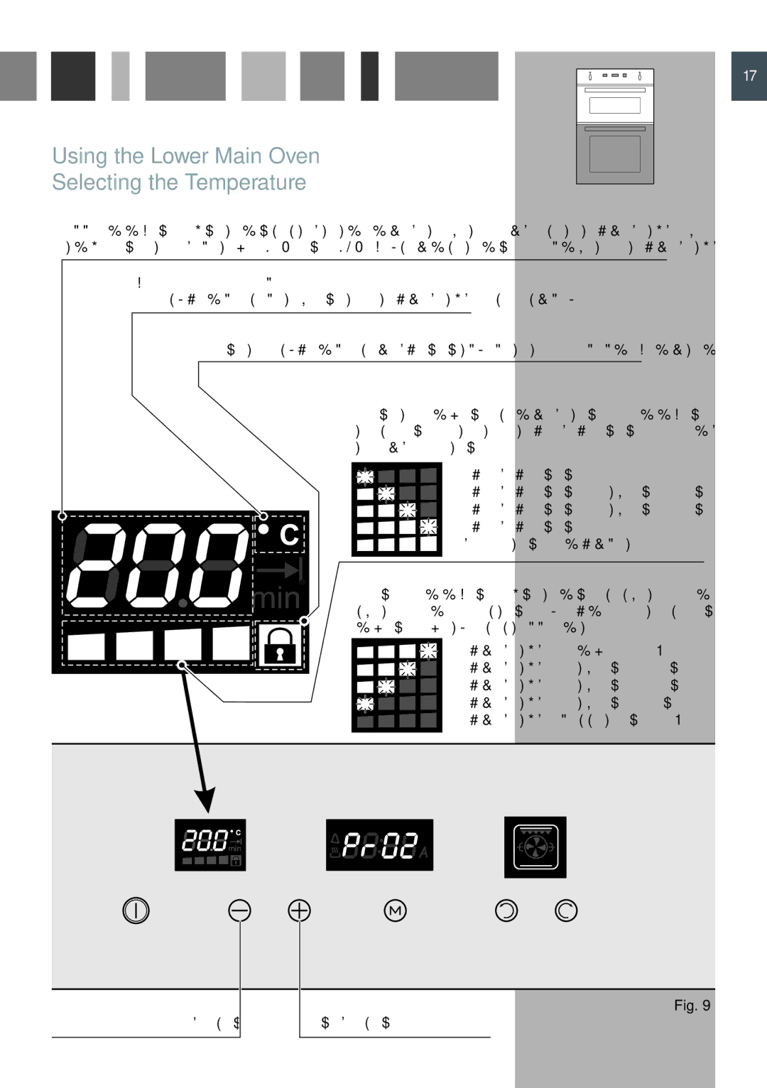 CDA 9Z6, DV 990, 9Q6 manual Using the Lower Main Oven Selecting the Temperature 