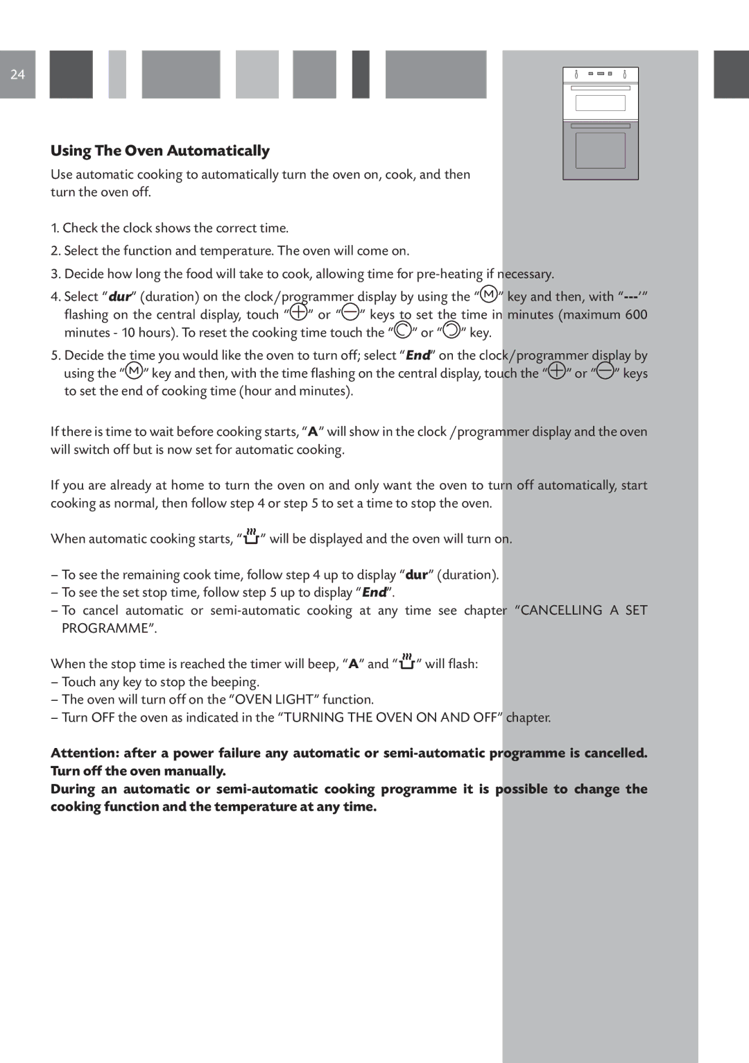 CDA DV 990, 9Q6, 9Z6 manual Using The Oven Automatically 