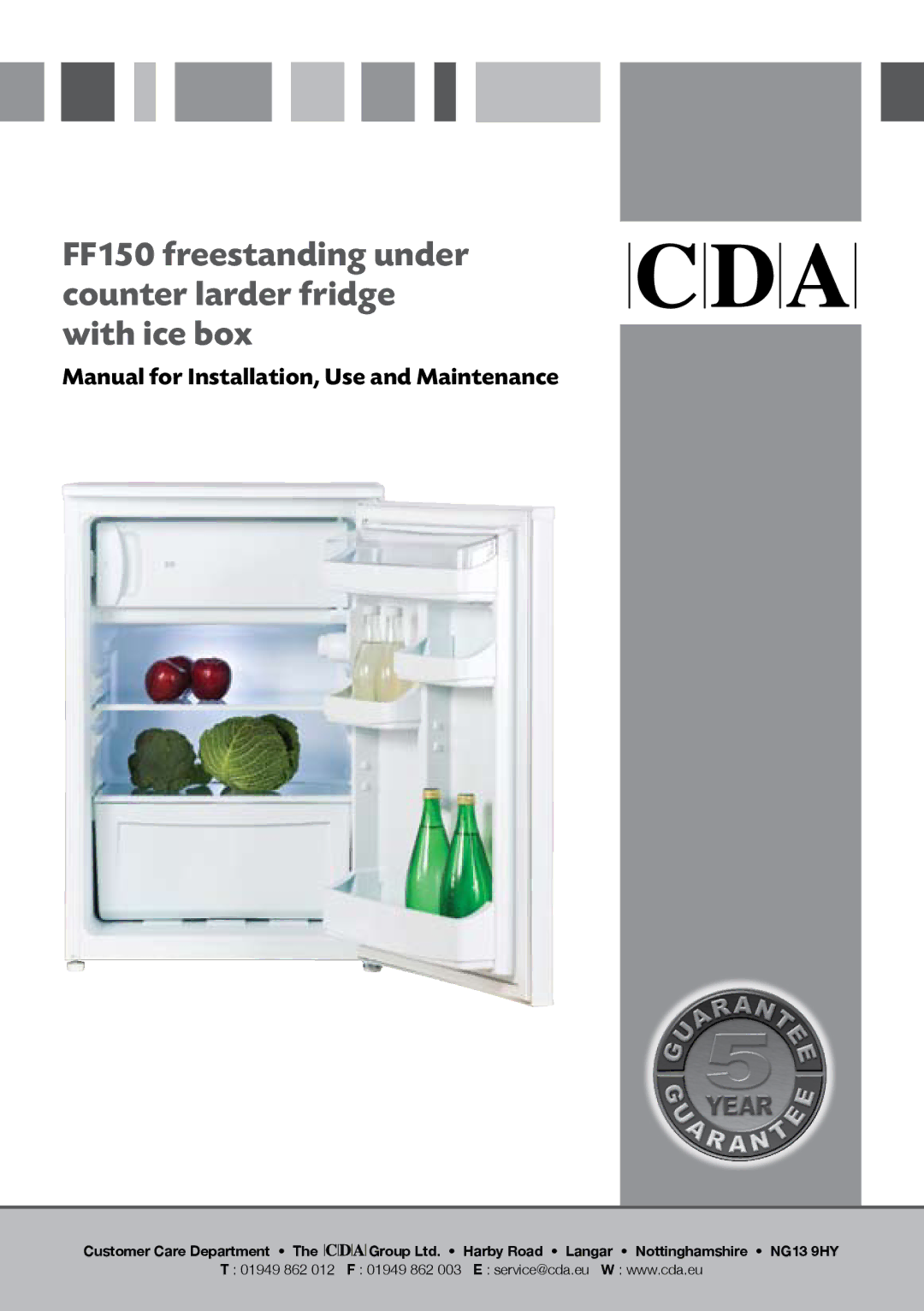 CDA manual FF150 freestanding under counter larder fridge with ice box 