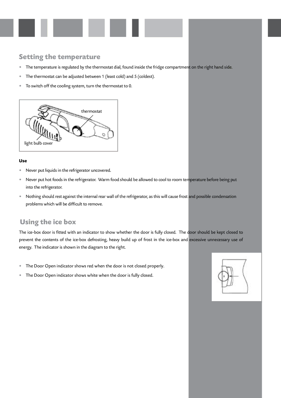 CDA FF150 manual Setting the temperature, Using the ice box, Use 