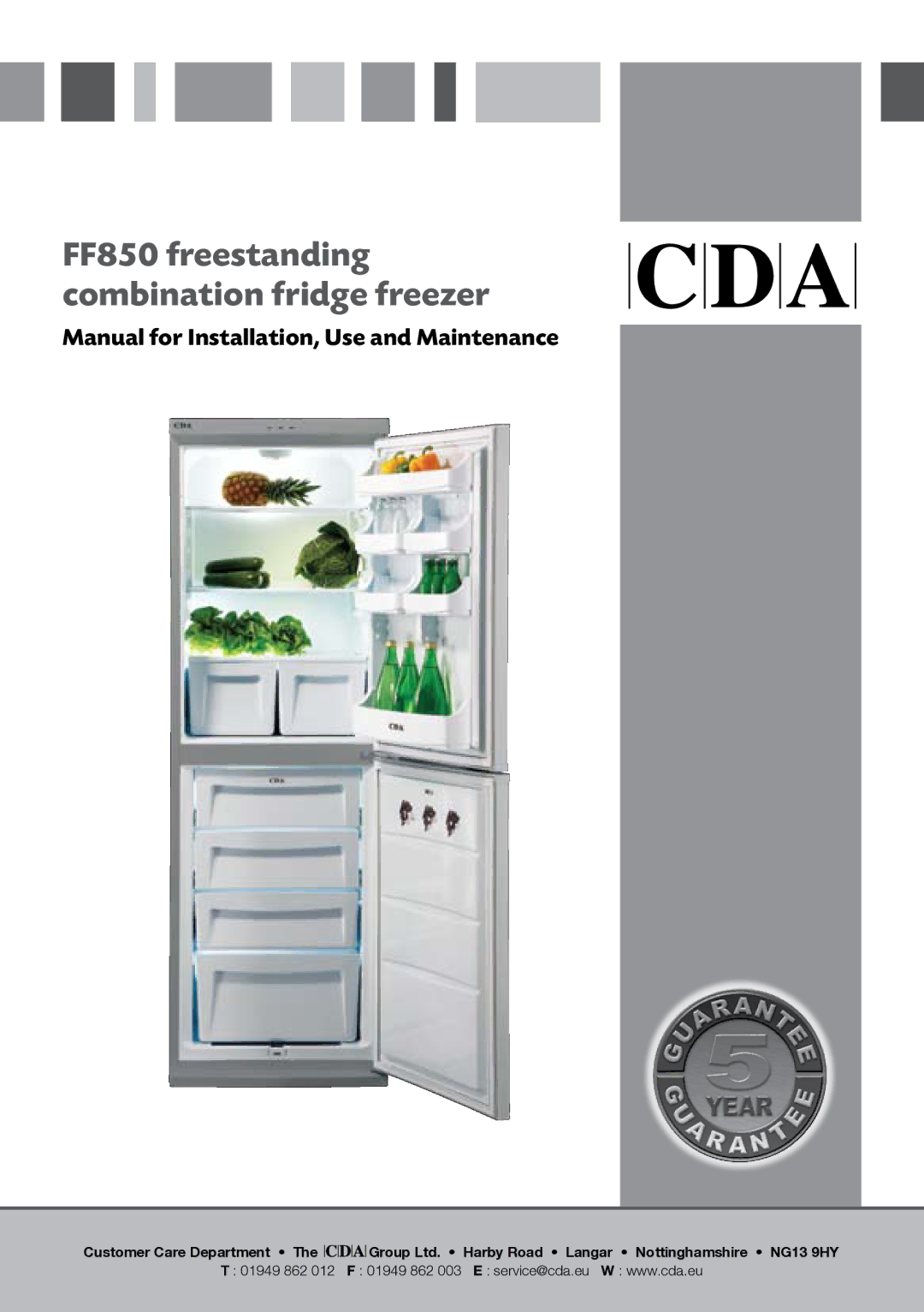 CDA manual FF850 freestanding combination fridge freezer 