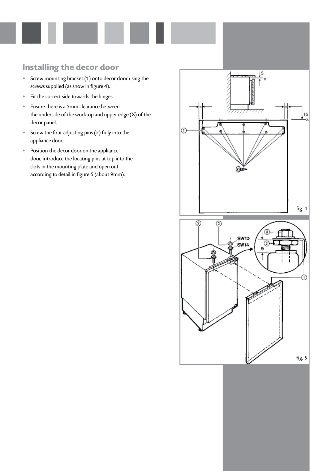 CDA FW221 manual Installing the decor door 