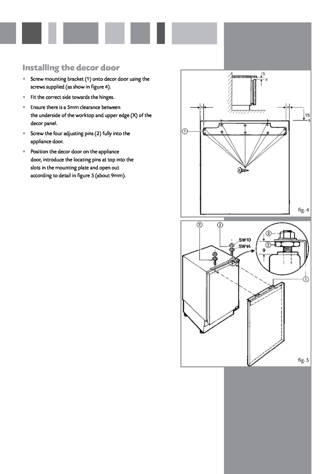 CDA FW221 manual Installing the decor door 