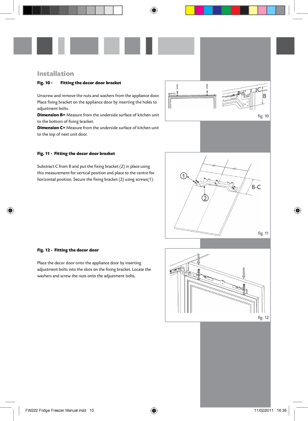 CDA FW222 manual Fitting the decor door bracket 