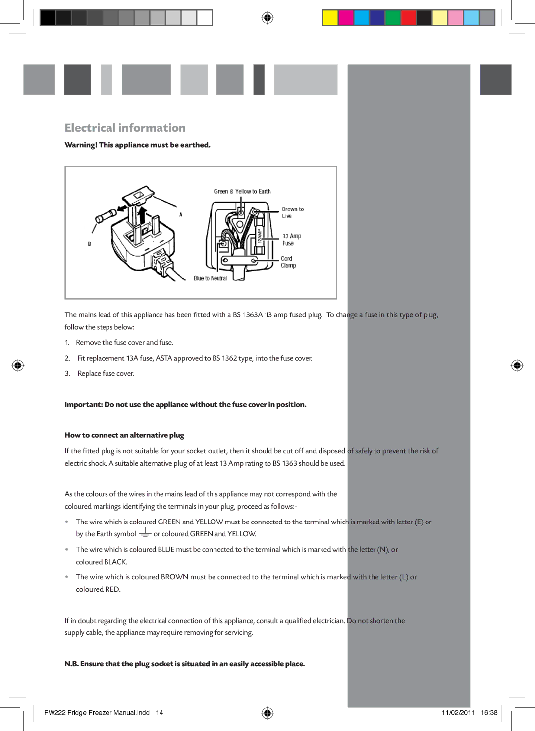 CDA FW222 manual Electrical information 