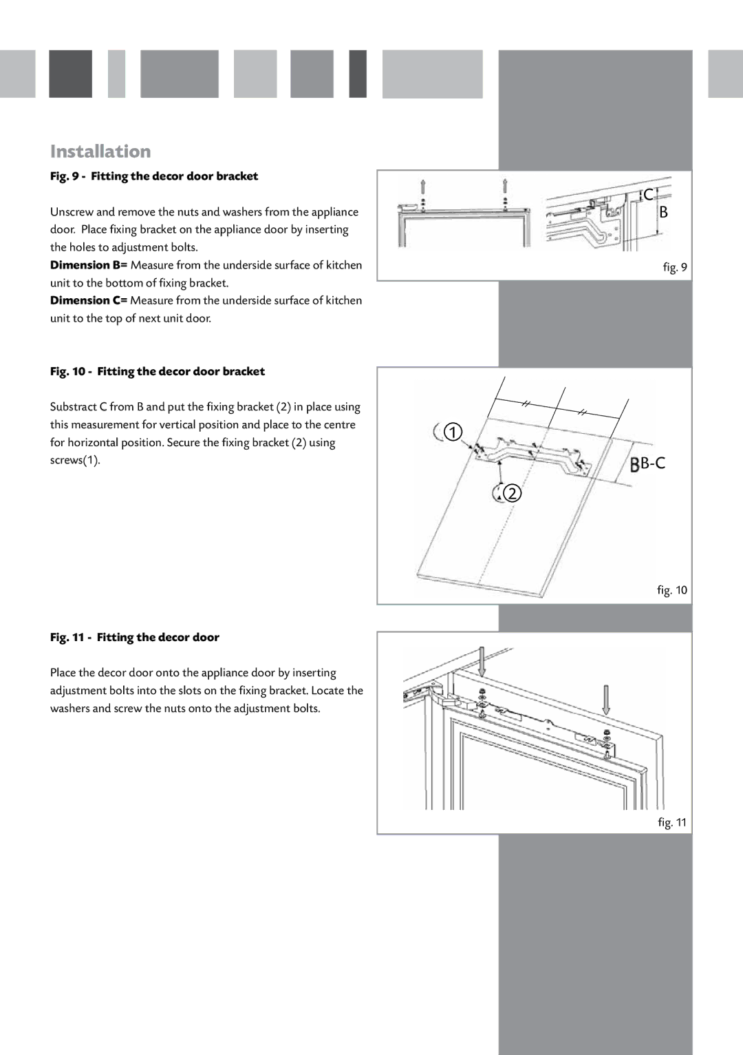 CDA FW282 manual Fitting the decor door bracket 