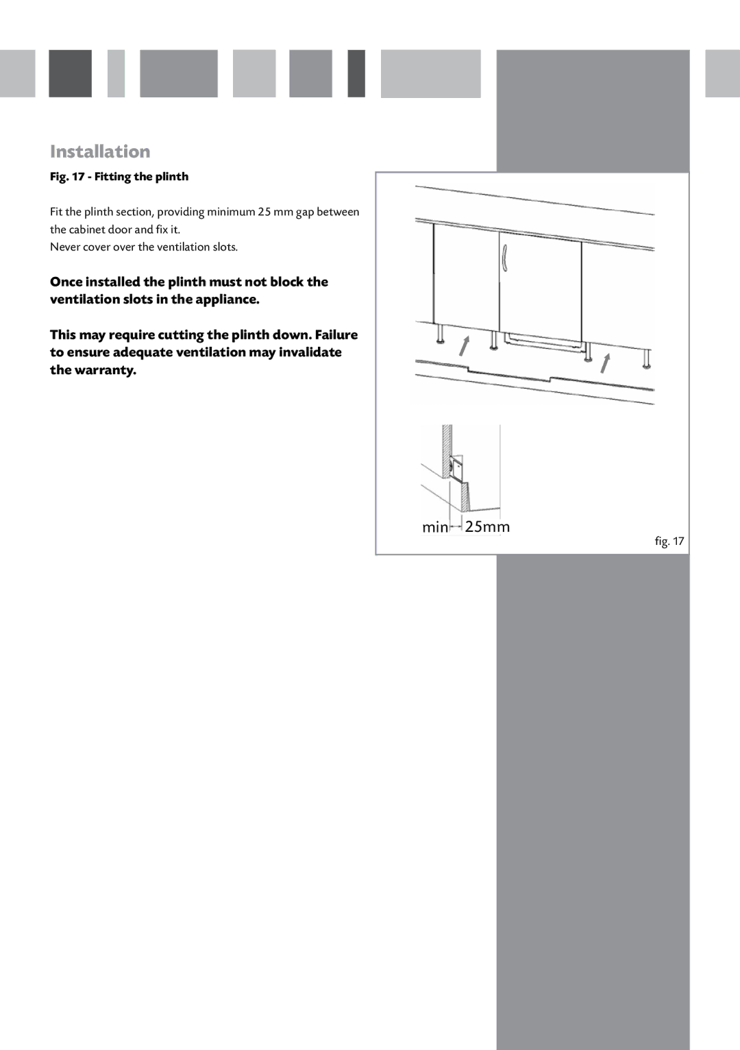 CDA FW282 manual Min 25mm 