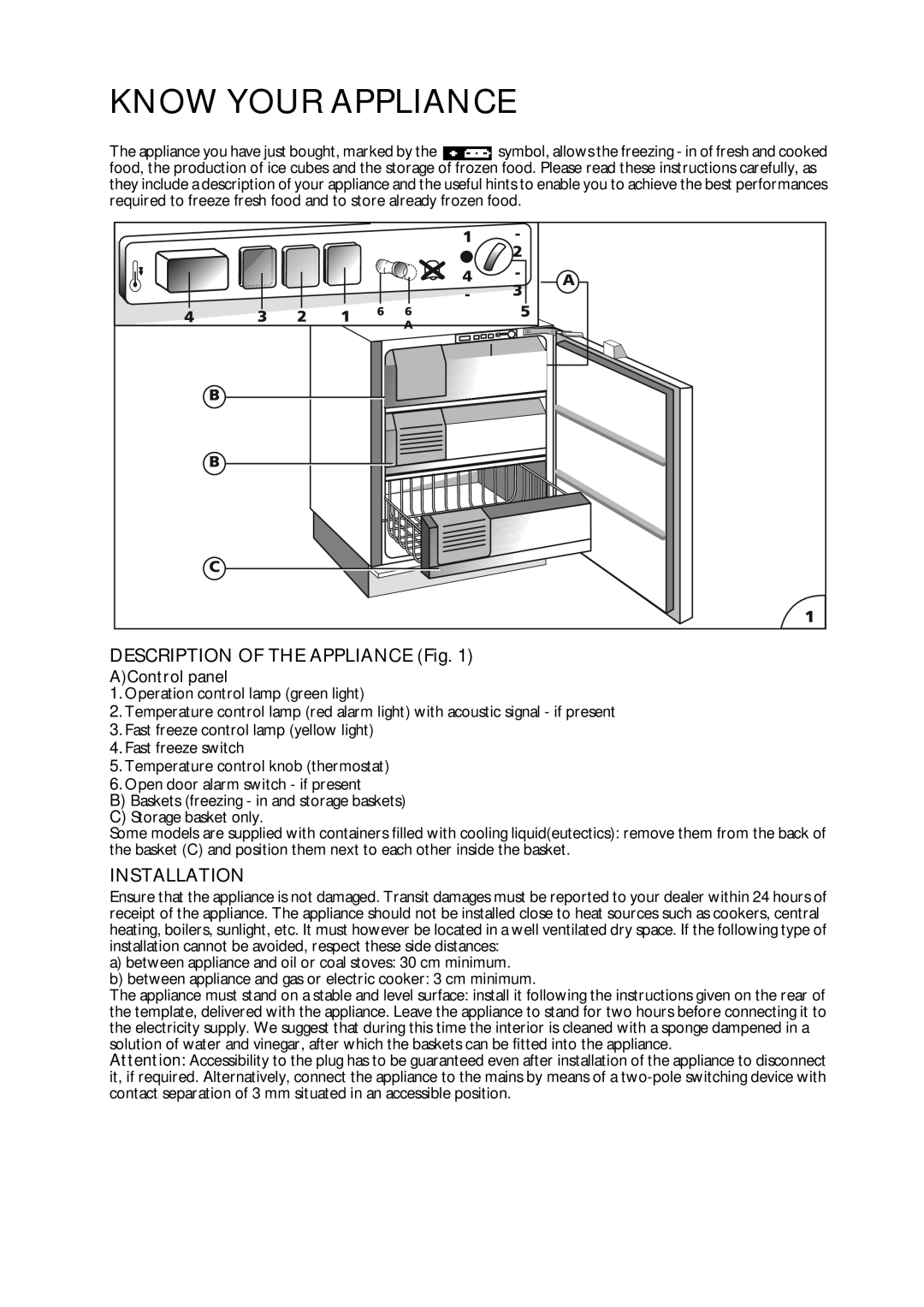 CDA FW380 manual Know Your Appliance 