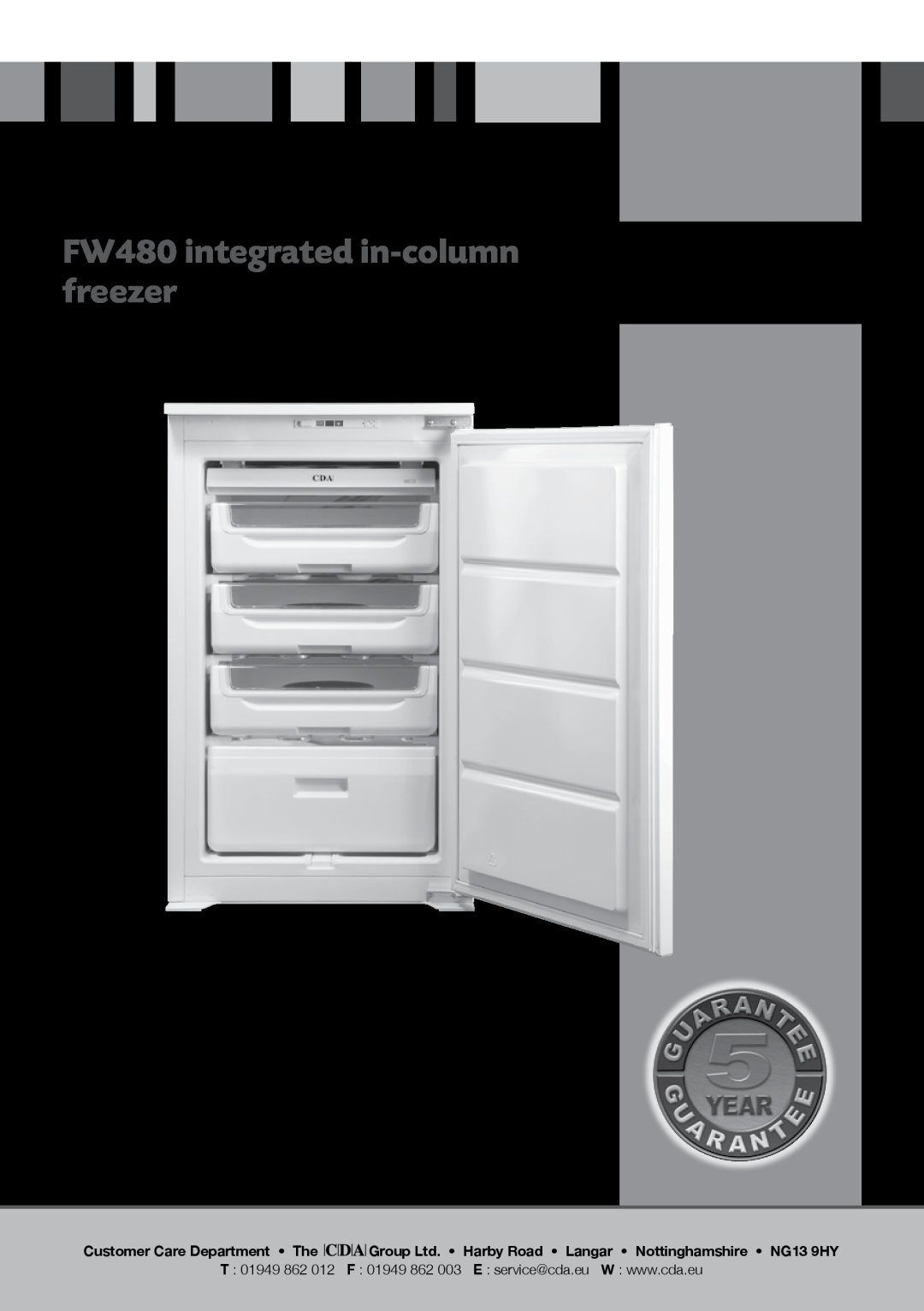 CDA manual FW480 integrated in-column freezer, Manual for Installation, Use and Maintenance, T 