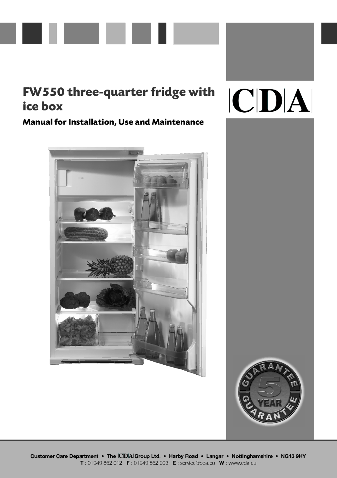 CDA manual FW550 three-quarter fridge with ice box 