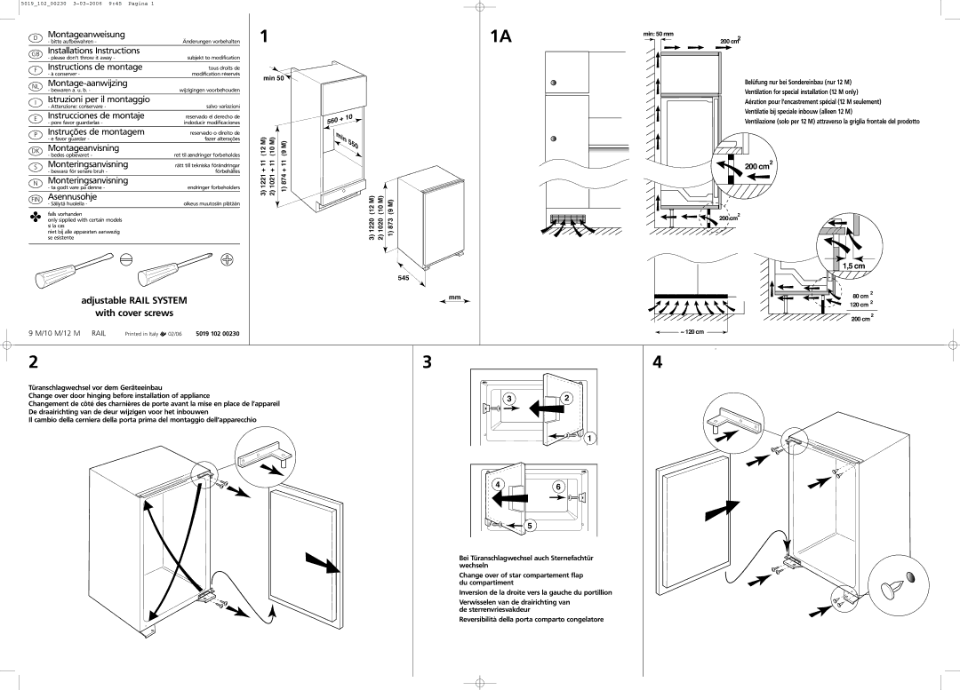 CDA FW550 manual Adjustable Rail System With cover screws 