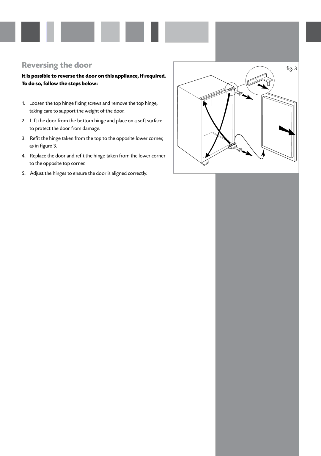 CDA FW820 manual Reversing the door 