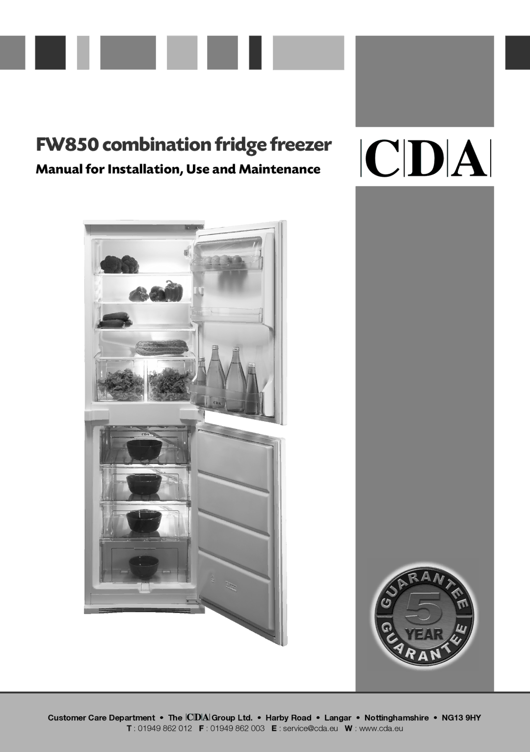 CDA manual FW850 combination fridge freezer 