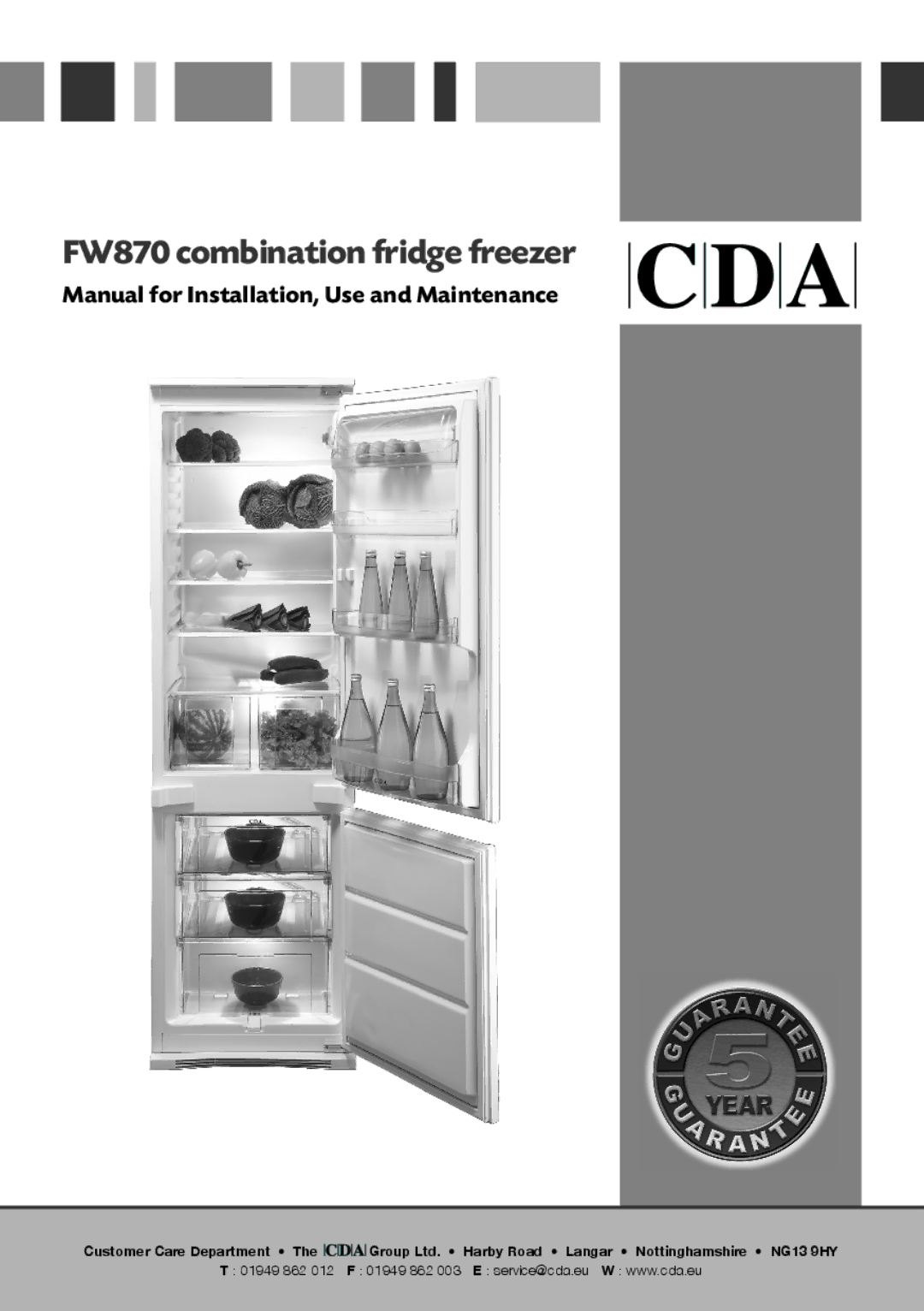 CDA manual FW870 combination fridge freezer 