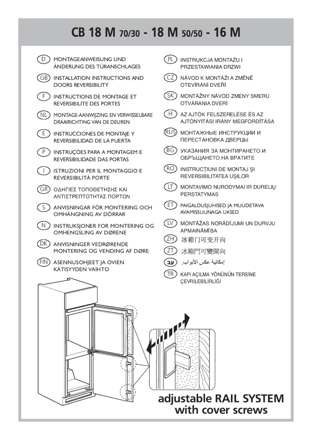 CDA FW870 manual Adjustable Rail System With cover screws 