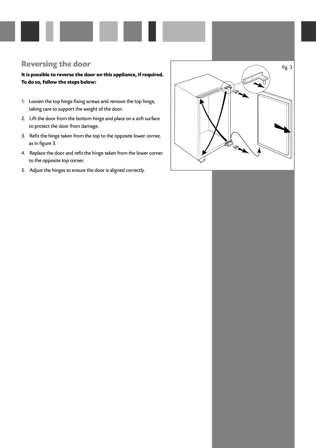 CDA FW880 manual Reversing the door 