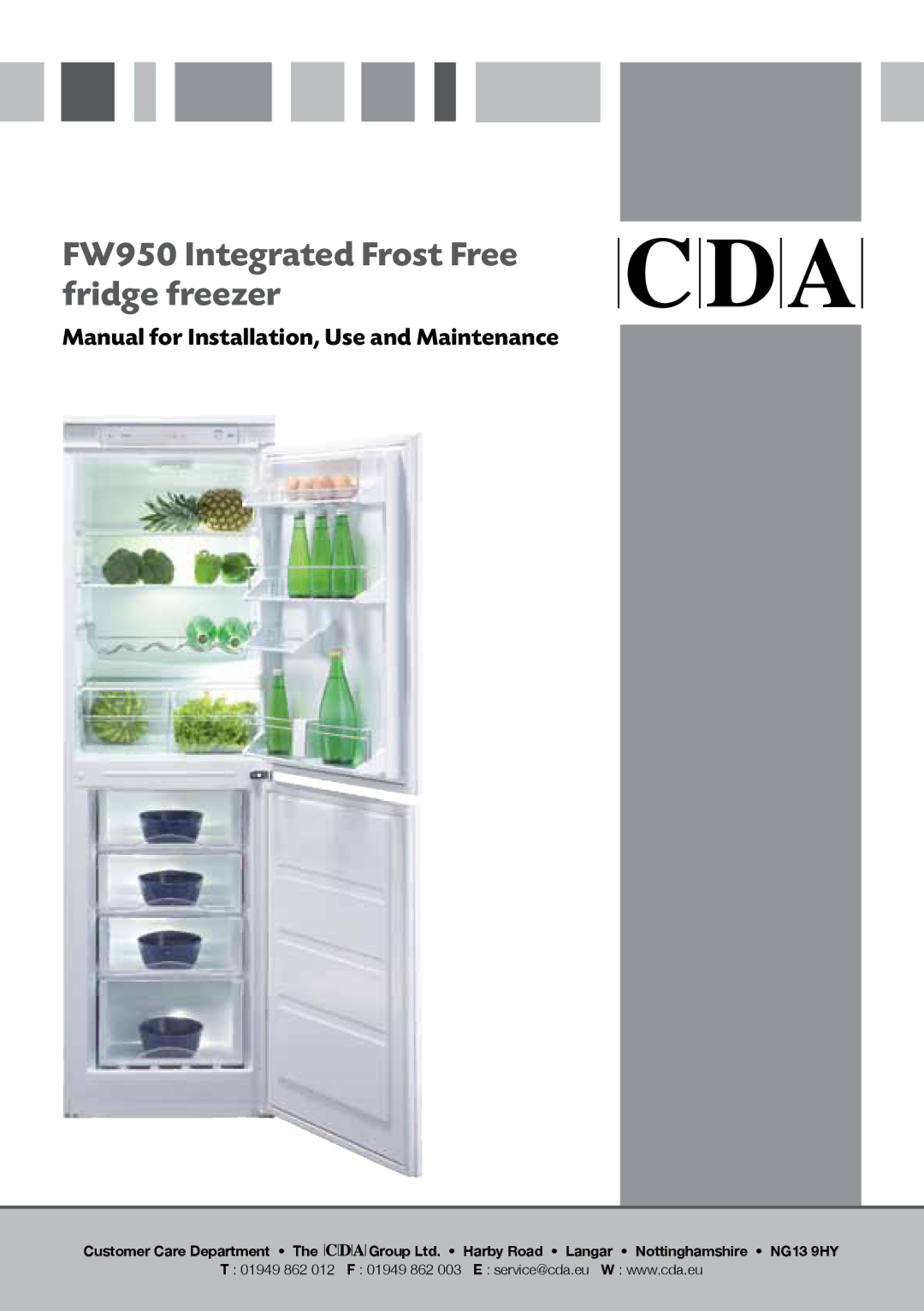 CDA manual FW950 Integrated Frost Free fridge freezer 