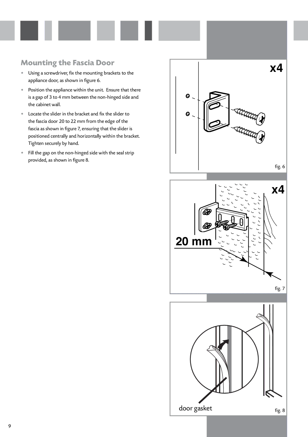 CDA FW950 manual 20 mm, Mounting the Fascia Door 