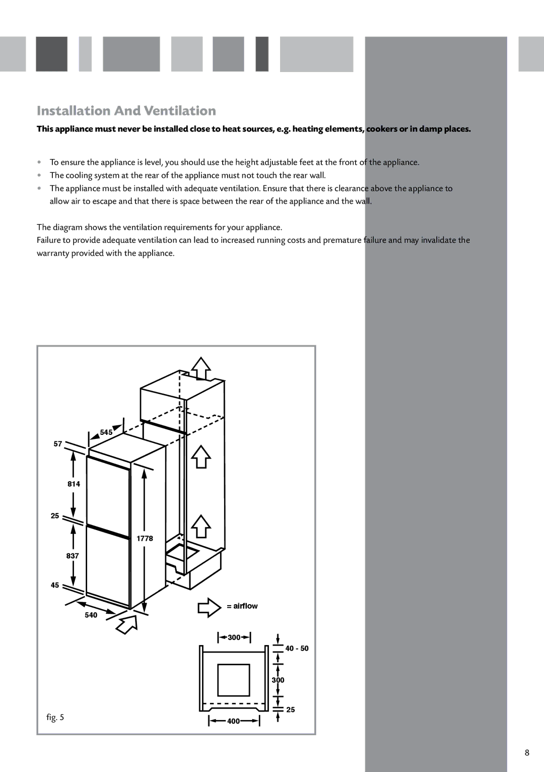 CDA FW950 manual Installation And Ventilation 